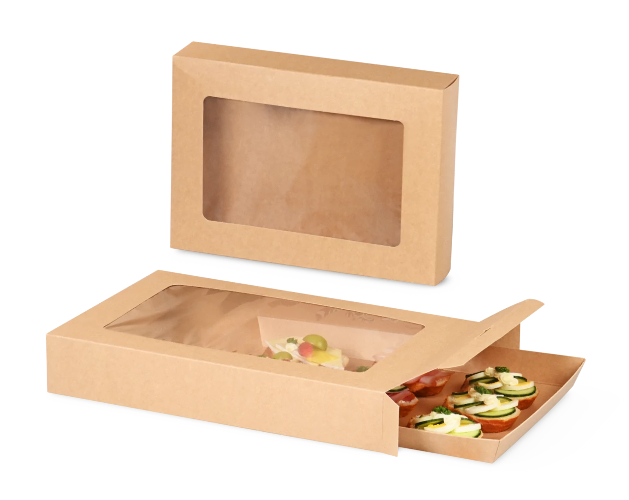 Catering-Karton braun & Servierplatte